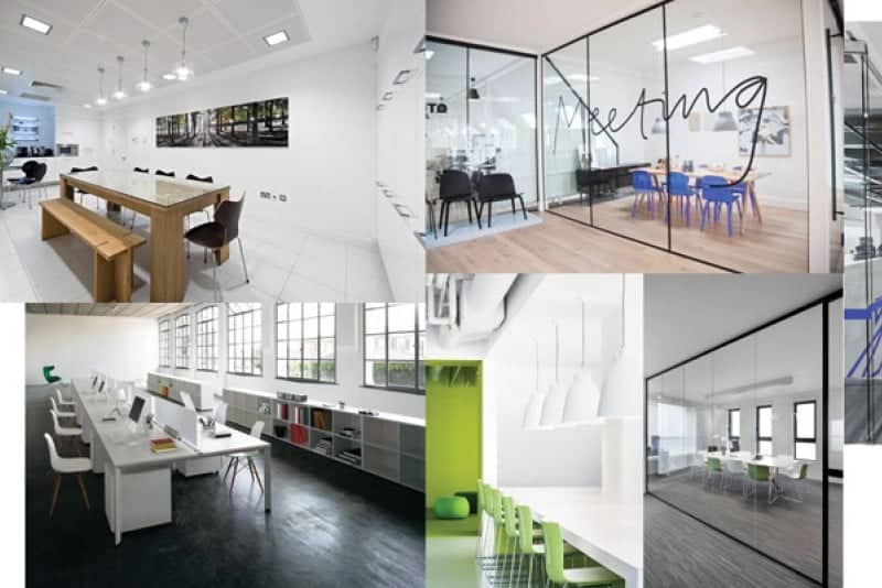 collage of images of an office space