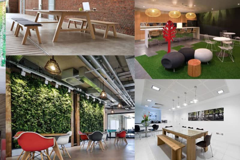 collage of office spaces